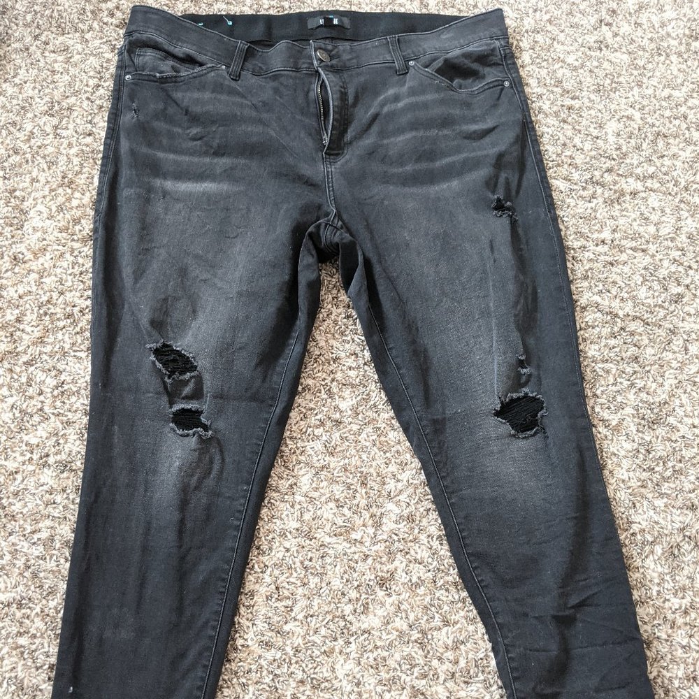LuLaRoe Black Distressed Skinny Jean
